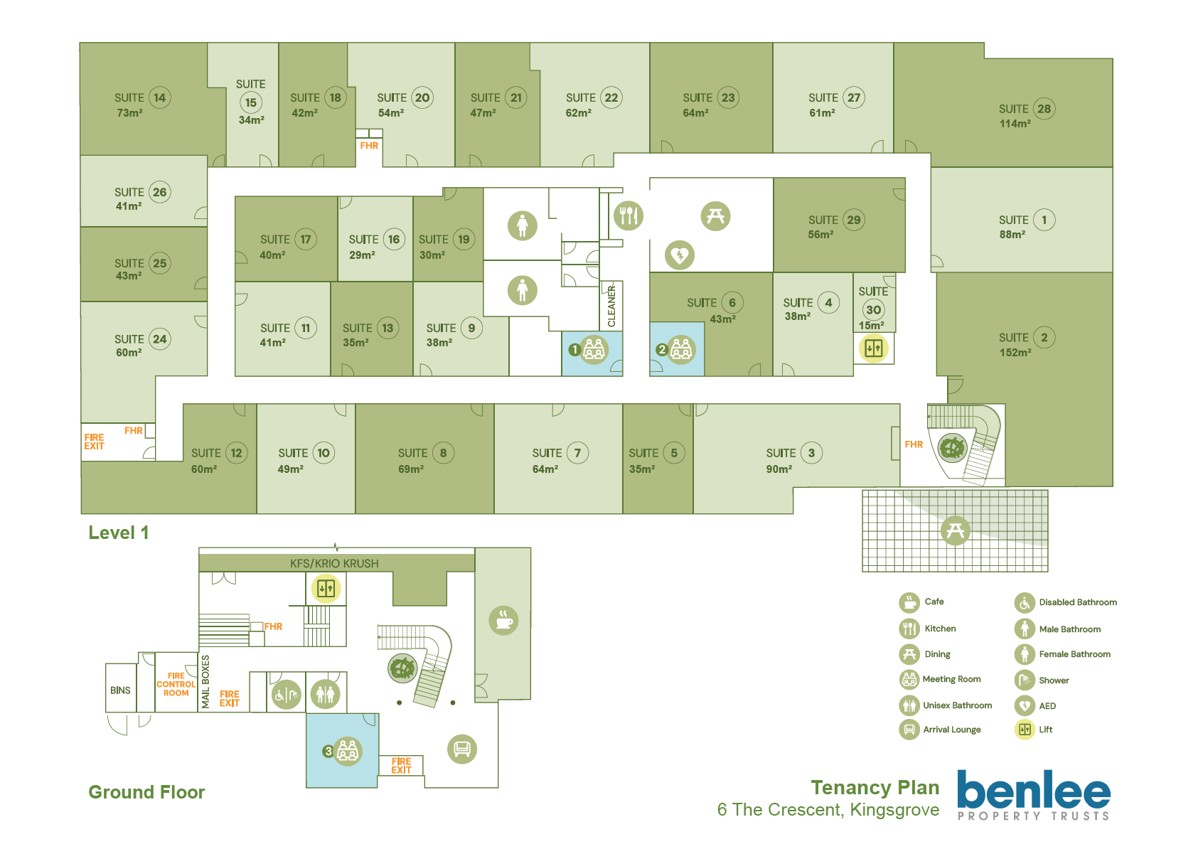 6 The Crescent, Kingsgrove — tenancy plan showing Level 1 and Ground Floor